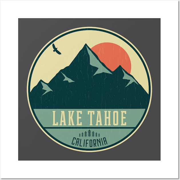 Lake Tahoe California Retro Mountain Badge Wall Art by dk08